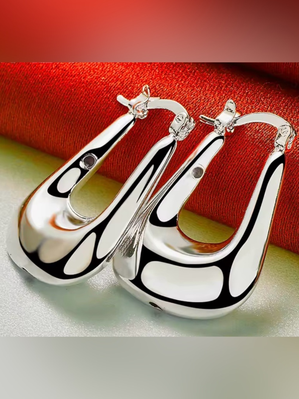 Sculpted ,925 Sterling  Silver Hoop Earrings for Women